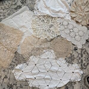 Vintage Crotcheted Doilies & Runners Lot Of 9 Cottage Core, Farmhouse
